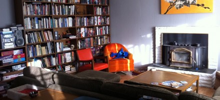 vintage mod living room books
