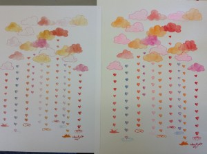 This is a picture of one of my originals (right) compared to the art print (left). Even here you can see the poor quality of the print.